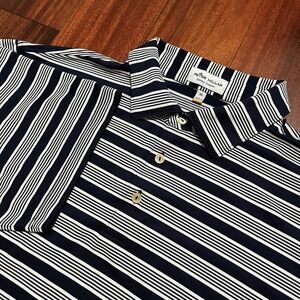 Peter Millar Summer Comfort Polo Shirt Mens XL Blue Striped Golf Performance
